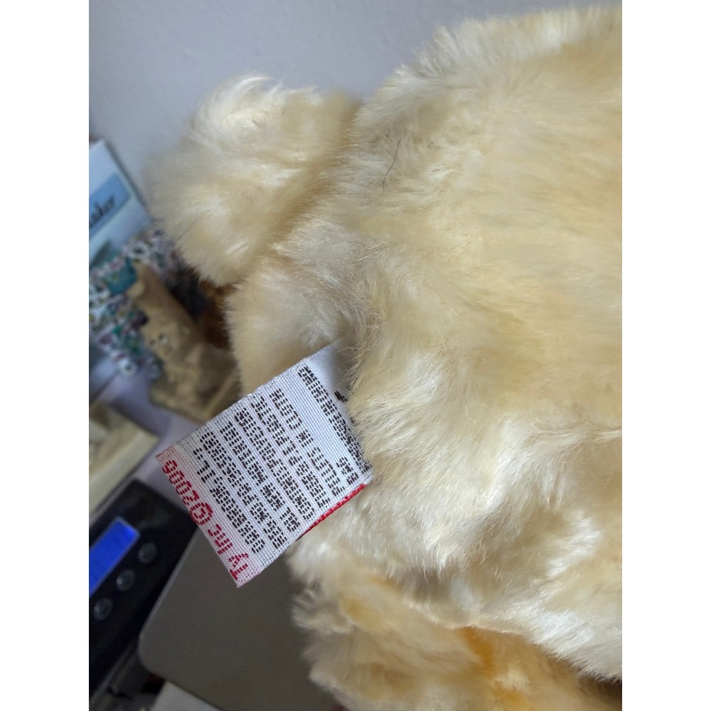 Ty Classic Tapioca Bear Plush 14 In Cream Teddy With Bow Tags - Picture 4 of 5